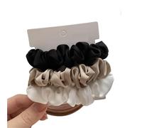 Coleteros Pelo Mujer De Tela 3pcs/set Woman Silk Hair Scrunchies Set Solid Colors Rubber Band Ponytail Holders Ties Women Accessories(Color 24)