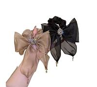 Coleteros Pelo para Cola de Caballo, 2 Uds Malla Lazo Encaje Pelo Anillo Retro Perla Pelo Cuerda Cola De Caballo Accesorios Para El Cabello Gomas de Pelo Mujer