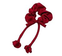 Coleteros Pelo para Cola de Caballo, Cinta Para El Pelo Con Lazo De Satén Rojo Para Mujer, Tocado De Cuerda Para El Pelo Grueso Francés Retro Gomas de Pelo Mujer