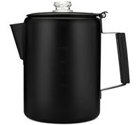 COLETTI Bozeman - Cafetera para camping, cafetera percolador negra, acero inoxidable puro con revestimiento negro, cafetera de camping (12 tazas, negro) - Apto para lavavajillas, sin aluminio ni