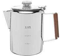 COLETTI Bozeman - Cafetera percolador de café, cafetera para camping, cafetera con percolador superior de estufa, sin aluminio ni plástico [9 tazas]