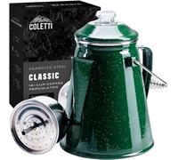 Coletti Cafetera clásica con percolador esmaltado (Verde, 12 Tazas): la cafetera Original para Acampar Hecha Moderna, Esencial para el Maestro cervecero del Campamento