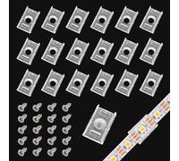 Colexy 100 Clips de Montaje 8mm para Tiras LED - Soporte Oculto con Tornillos - Juego de Abrazaderas para Luces LED