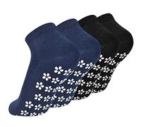 Colexy 2 Pares Calcetines Antideslizante de Yoga, Calcetines para Mujer y Hombre Yoga Antideslizantes, Calcetines para Andar por Casa, Calcetines de Agarre Unisex, M, 35-42 (Negro & Azul Marino)