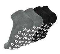 Colexy 2 Pares Calcetines Antideslizante de Yoga, Calcetines para Mujer y Hombre Yoga Antideslizantes, Calcetines para Andar por Casa, Calcetines de Agarre Unisex, M, 35-42 (Gris & Oscuro)