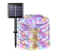 Colexy Cadena de luces solar para exteriores de 22 m, 200 LED, 8 modos, IP65, resistente al agua, alambre de cobre, cadena de luces solar multicolor resistente a la intemperie para Navidad, decoración