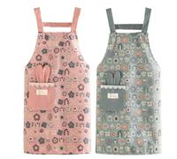 Colexy Delantales Florales, 2 Piezas Delantal Cocina, Delantal con Bolsillos,Impresión Exquisita y Ambiente Hogareño Cálido, para Hombre y Mujer,para Hornear, Jardinería, Restaurante y Barbacoa