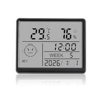 Colexy Despertador Digital, Pequeña Pantalla LCD con Fecha, Día de la Semana, Temperatura y Humedad, 12/24H & ℃/℉, Magnético, Reloj Despertador a Pilas para Hogar, Oficina, Escuela y Viajes (Negro)