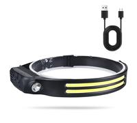 Colexy Linterna Frontal LED Recargable, Linterna Superbrillantes Frontal, Frontal LED con Sensor, Linterna Cabeza Impermeable, Linterna Frontal Impermeable Ligera para Correr Pescar Trabajar