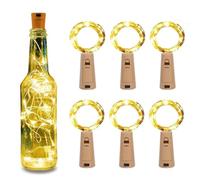 Colexy Luces de Botellas, 6 Piezas 1M 10 LED Luces para Botellas Cristal con Tapón, Luz Botella Corcho de Vino Cobre Alambre Guirnaldas Luces LED Bateria para Navidad, Bodas, Fiestas, Blanco Cálido