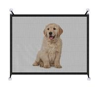 Colexy Puerta mágica Barrera para Perros, Red de Seguridad para Mascotas Extensible, Puerta de Escalera Plegable Portátil de Instalar en Cualquier Lugar, Vallas Gasa con Ganchos y Barras (110 * 72cm)