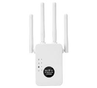 Colexy Repetidor WiFi 1200Mbps, Amplificador Señal Inalámbrica Doble Banda 2.4G y 5GHz, Extensor de Red Largo Alcance con 4 Antenas, Puerto Ethernet, Modo Ap/Router, Cobertura 360° para Casa, Blanco