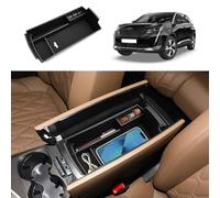 Coleya Caja de Almacenamiento para Apoyabrazos Compatible con Peugeot 3008 5008 GT Citroen C5 Aircross DS7 Crossback 2016-2024, Bandeja de Reposabrazos, Organizador de Consola Central (Negro)