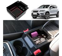 Coleya Caja de Almacenamiento para Apoyabrazos Compatible con Seat Ateca 2016-2024, Bandeja de Reposabrazos Central, Ateca Organizador de Consola Central con Alfombrilla Antideslizante (Rojo)