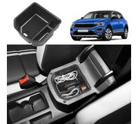 Coleya Caja de Almacenamiento para Apoyabrazos Compatible con VW T-ROC 2018-2024, Bandeja de Reposabrazos Central, T ROC Organizador de Consola Central con Alfombrilla Antideslizante (Blanco)