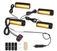 COLFULINE 9cm 4pcs COB Luces de Advertencia Intermitente luz Estroboscópicas de IP65 Impermeables Control Principal 12V 24V Universal para Camiones，Remolque y Caravana