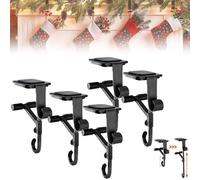 Colgador 2 En 1 para Calcetines Y Guirnaldas De Chimenea, Soportes Ajustables Y Resistentes con Ganchos Dobles, Colgador Navideño para Guirnaldas Y Calcetines De Navidad Black 5pcs