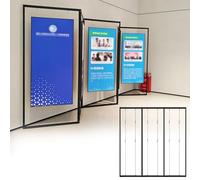 Colgador Cuadros Expositor Publicitario Plegable de 3 Paneles para Carteles, Expositor de Pinturas de Pie con Alambre y Ganchos, Sistema para Colgar Cuadros de Galería(100x250cm(39 3/8"x98 3/8" ))