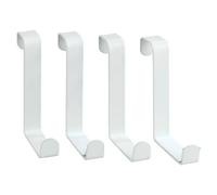 WENKO Colgador para puertas blanco mate 4 piezas - Percha para la puerta, 4 ganchos, Acero, 7.6 x 1.2 x 6 cm, Blanco