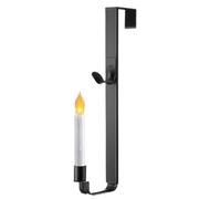 Colgador de corona para puerta de entrada Portavelas LED Varilla incluida Estructura transparente Acento de pantalla ajustable Decoración de pared de entrada exterior Compatible con superficie de vidr