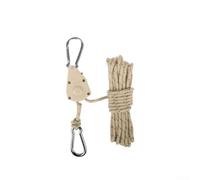 Colgador de cuerda ajustable de 4 m con polea para toldo de tienda de campaña, tensor de línea de acero inoxidable con mosquetón para toldo de camping, caqui (caqui)