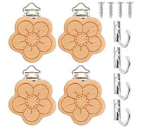 Colgador de edredón para pared, diseño floral de madera, abrazaderas con ganchos de metal