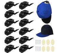 Colgador de Gorras, 16 Piezas Soporte de Gorras de Pared Adhesivos, Organizador de Gorras, Ideal para Gorras, Sombreros y Accesorios (Negro)