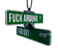 Colgador De Letreros De Calle Fuck Around and Find out, Señal De Advertencia Giratoria Impresa En 3D, Adorno Divertido For Espejo De Coche, Decoración Divertida(Green)