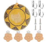 Colgador de pared para colcha, diseño floral, de madera y ganchos de metal | Colgador de papel tapiz para pañuelos, bufandas, para exhibir carteles en casa, cocina, oficina