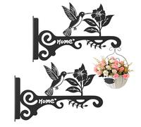 Colgador de pared para plantas, ganchos para macetas, soporte de metal de 10 pulgadas con diseño de flores de pájaro para cesta de flores, campanilla de viento, linterna, pared, porche, patio