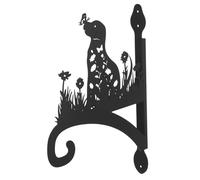Colgador de Plantas para Exterior con Silueta de Perro, Metal Negro | Gancho Mural con Tornillos, Soporte para Cestas Pesadas, Balcón y Entrada, Estilo Rústico Moderno