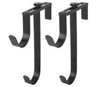 Colgador de poste para valla de piscina, ganchos dobles, colgador 2 uds | Abrazadera de riel ajustable de 1-4,5 pulgadas, hierro, ganchos de almacenamiento colgantes para piscina, poste de espumadera