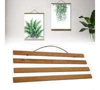 Colgador de póster de madera de teca natural con tiras magnéticas de 21 cm/51 cm, para sala de estar y aula (41 cm)