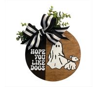 Colgador de puerta de Halloween con fantasmas paseando a un perro Colgador de puerta divertido para perro Colgador de puerta divertido para Halloween