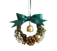Colgador de puerta de Navidad con campanas de metal y cordel de yute, produce agradables sonidos navideños, adecuado para colgar en puertas, coronas y decoración al aire libre (C)