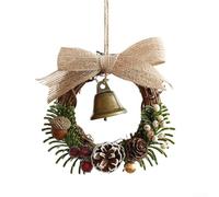 Colgador de puerta de Navidad con campanas de metal y cordel de yute, produce agradables sonidos navideños, adecuado para colgar en puertas, coronas y decoración al aire libre (B)