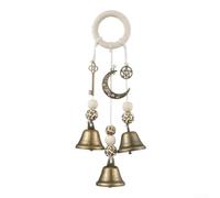 Colgador de puerta de protección de campana de bruja, campanilla de viento de latón con dijes de llave de luna para limpieza de energía negativa, decoración del hogar, 22,5 cm