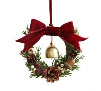 Colgador de puerta festivo de campanas de Navidad con acabado de lámina dorada antigua y tela + piezas de ABS, adecuado para colgar en manijas de puertas, coronas y espacios al aire libre (F)