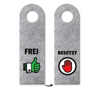 Colgador de puerta libre y ocupado en gris con símbolos verdes y rojos para la puerta del inodoro o el cuarto de baño ocupado cartel de fieltro libre para puerta colgante de puerta