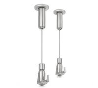 Colgador de Techo Automático Pack de 2, Cuelga Automático Acero SG Tch con Cable Inox de 2 m, Gancho Regulable sin herramientas y Soporte 20 kg para Cuadros, Carteles, Galerías, Oficinas y Hogar