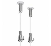 Colgador de Techo Automático Pack de 2, Cuelga Automático SG Tch con Nylon de 2 m y Gancho Ajustable sin herramientas, Soporte Liviano 15 kg para Cuadros, Carteles, Vidrieras, Oficinas y Hogar