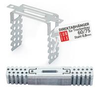 Colgador directo 60/75 mm para pladur perfil CD 60/27 soporte techo acero galvanizado 0,8 mm fijación estructura metálica suspensión U montaje profesional 100 Uds. Lun Fix