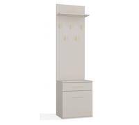 CDF Perchero - Armario zapatero con perchero - Color: Cachemira (beige) - Un cajón para objetos pequeños - Perchero - Ideal para un vestíbulo, pasillo, estudio, oficina - 5 ganchos