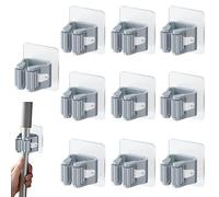 Colgador Escoba y Fregonas Sin Perforar, 10 Piezas Soporte Escobas Pared, Adhesivos Ganchos para Colgar Escobas, Para Muebles, Cocina, Baño, Jardín, Garaje o Cualquier Estancia Del Hogar