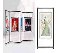 Colgador Expositor Plegable Para Pintura, Panel Rodante Para Exposiciones De Arte, Soporte De Cartel Publicitario, Colgar Cuadros Con Ganchos Y Cuerda De Alambre(3pcs,100x220cm/39.4x86.6in)