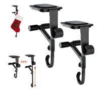 Colgador para Medias y guirnaldas para Chimenea, Soporte para guirnaldas 2 en 1, sin taladros, Perchas para guirnaldas Resistentes con Ganchos Dobles, Perchas Antideslizantes Ajustables pa Black 2pcs
