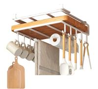 Colgador para tazas debajo del gabinete: estante multifuncional, soporte de acero inoxidable, toallero de papel, colgador de toallas y utensilios engrosados, organizador de tazas de café | Solución de