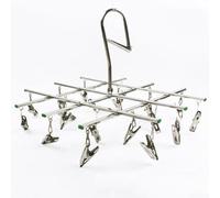 Colgador plegable de acero inoxidable con 20 clips para ropa interior, calcetines y artículos pequeños