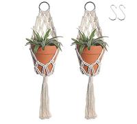 Colgadores Bohemios de macramé para Plantas, cestas Colgantes de Cuerda de cáñamo Hechas a Mano para Plantas de Interior con Ganchos de Techo, decoración Bohemia para el hogar, Arte de Pared al Aire