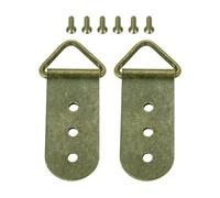 Colgadores metálicos triangulares para cuadros, 2/10/20 Uds. Ganchos for marco de fotos con anilla en D triangular de bronce antiguo con tornillos 64x27mm 3 agujeros(2pcs)